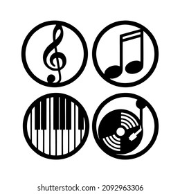 Music Circle Labels set vector
