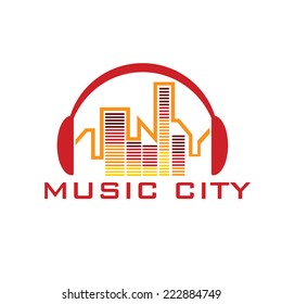 music city concept vector design template