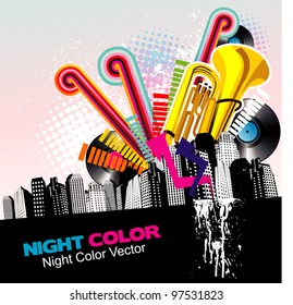 music in the city vector