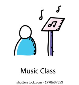 Music class hand drawn icon, editable vector 