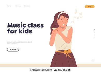 Music class for kids online educational service platform landing page design website template