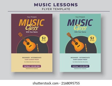 Music Class Poster, Music Lessons Flyer Template