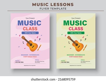 Music Class Poster, Music Lessons Flyer Template