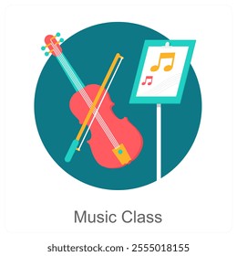 Music Class and study icon concept