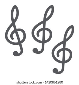Music clef glyph icon, music and note, music key sign, vector graphics, a solid pattern on a white background, eps 10.