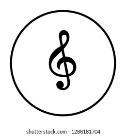 Music clef icon in circle. Vector Illustration