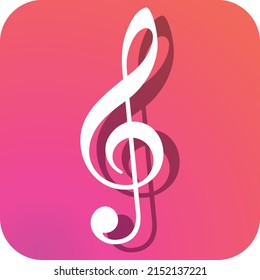 Music clef key button. Music key. Vector illustration