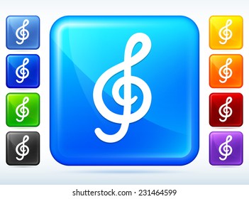 Music Clef Multi Color Square Button