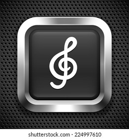 Music Clef on Black Square Button