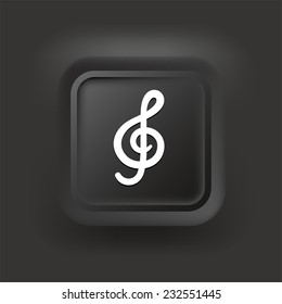 Music Clef on Black Square Button