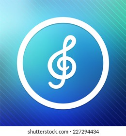 Music Clef on Blue Round Button