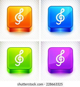 Music Clef on Color Square Buttons