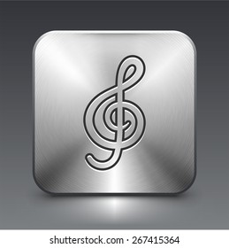 Music Clef on Silver Square Buttons