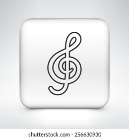 Music Clef on White Square Buttons