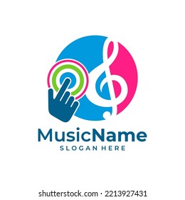 Music Click Logo Vector. Touch Music logo design template