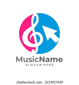 Musik Klicken Sie auf Logo, Vektorgrafik. Design-Vorlage für das Musik-Logo Touchscreen