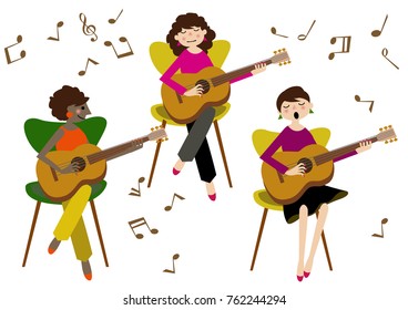 Music clip art.guitar.Performer.guitarist.trio.