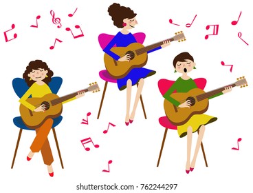 Music clip art.guitar.Performer.guitarist.trio.