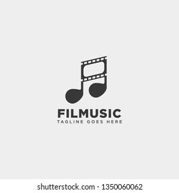 music clip cinema media entertainment simple logo template vector illustration