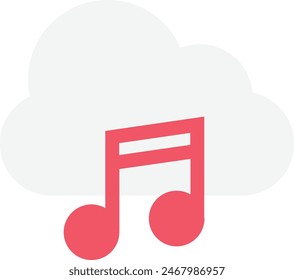 Music Cloud Audio Icon Vector Flat Illustration