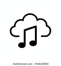 music cloud black icon in flat style isolated. Vector Symbol illustration.