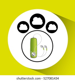 music cloud connection green mp3 graphic vector illustration eps 10