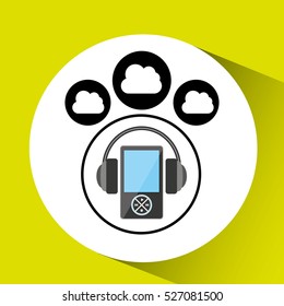 music cloud connection headphone mp3 graphic vector illustration eps 10
