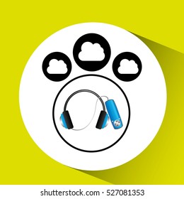 music cloud connection headphone note musical graphic vector illustration eps 10