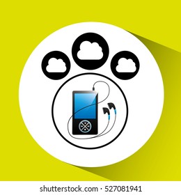 music cloud connection mp3 digital graphic vector illustration eps 10