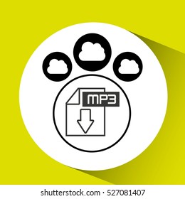 music cloud connection mp3 file graphic vector illustration eps 10