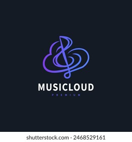 ilustración de diseño de logotipo digital de la nube de música 3