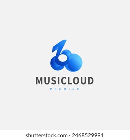 music cloud digital logo design illustration