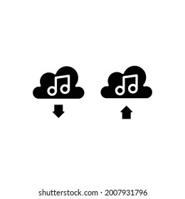 Music cloud with download and upload arrow icon