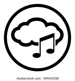 Music cloud icon in circle on white background