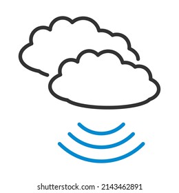 Music Cloud Icon. Editable Bold Outline With Color Fill Design. Vector Illustration.