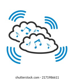 Icono de la nube de música. Contorno de negrita editable con diseño de relleno de color. Ilustración vectorial.