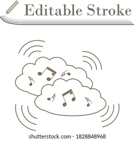 Music Cloud Icon. Editable Stroke Simple Design. Vector Illustration.