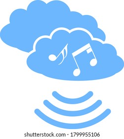 Music Cloud Icon. Flat Color Design. Vector Illustration.