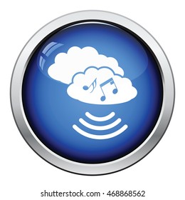Music cloud icon. Glossy button design. Vector illustration.