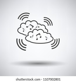 Music cloud icon on gray background, round shadow. Vector illustration.