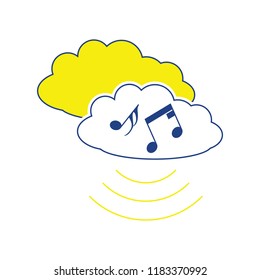 Music cloud icon. Thin line design. Vector illustration.