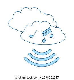 Musik-Cloud-Symbol. Einfach mit dem Design der blauen Füllung übereinstimmen. Vektorgrafik.