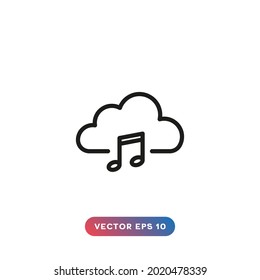 Icono de nube de música con fondo blanco