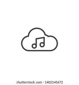 Music cloud line icon. linear style sign for mobile concept and web design. Cloud computing and musical note outline vector icon. Symbol, logo illustration. Vector graphics