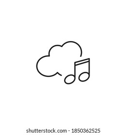 Icono de la línea de nube de música. signo de estilo lineal para concepto móvil y diseño web. Icono de vector de contorno de notas de nube y música. Símbolo de almacenamiento de medios, ilustración del logotipo. Gráficos vectoriales