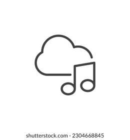 Music cloud line icon. linear style sign for mobile concept and web design. Music note and cloud outline vector icon. Symbol, logo illustration. Vector graphics