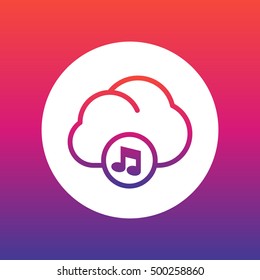 music in cloud line icon on white