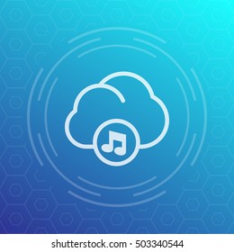 music in cloud line icon, pictogram, vector illustration