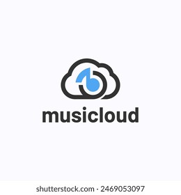 Music cloud logo design template. Music app symbol vector illustration.