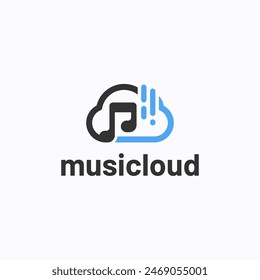 Music cloud logo design template. Music app symbol vector illustration.